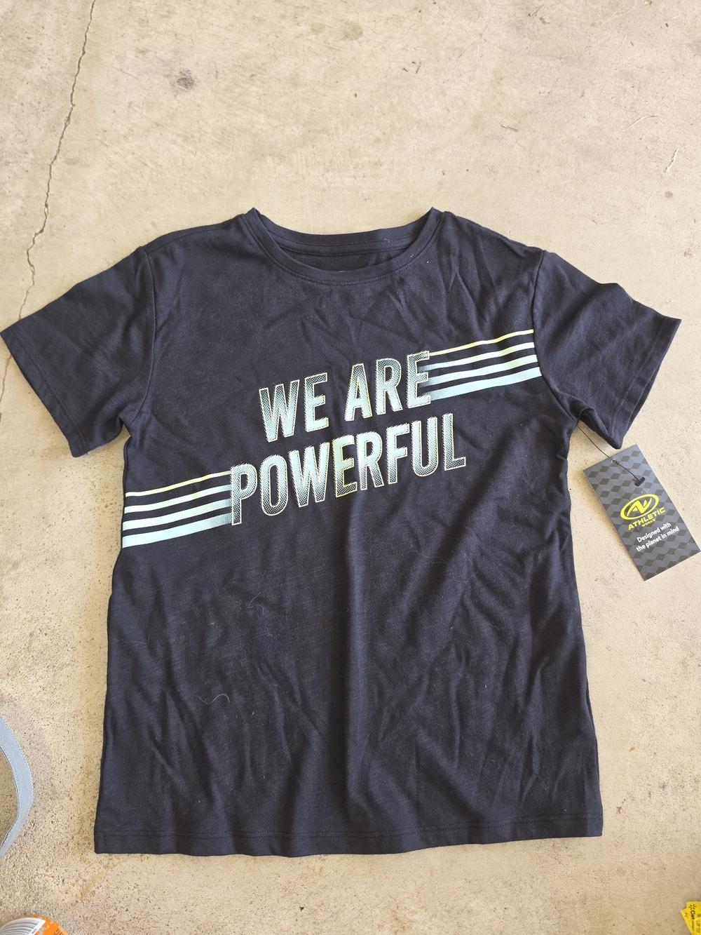 Athletic Works Black Tee with Mint 'We Are Powerful' Graphic